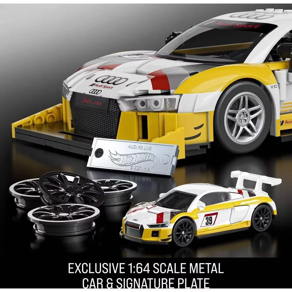 New! Mattel Brick Shop Hot Wheels '15 Audi R8 LMS Building‎ Kit Collectors JFT18